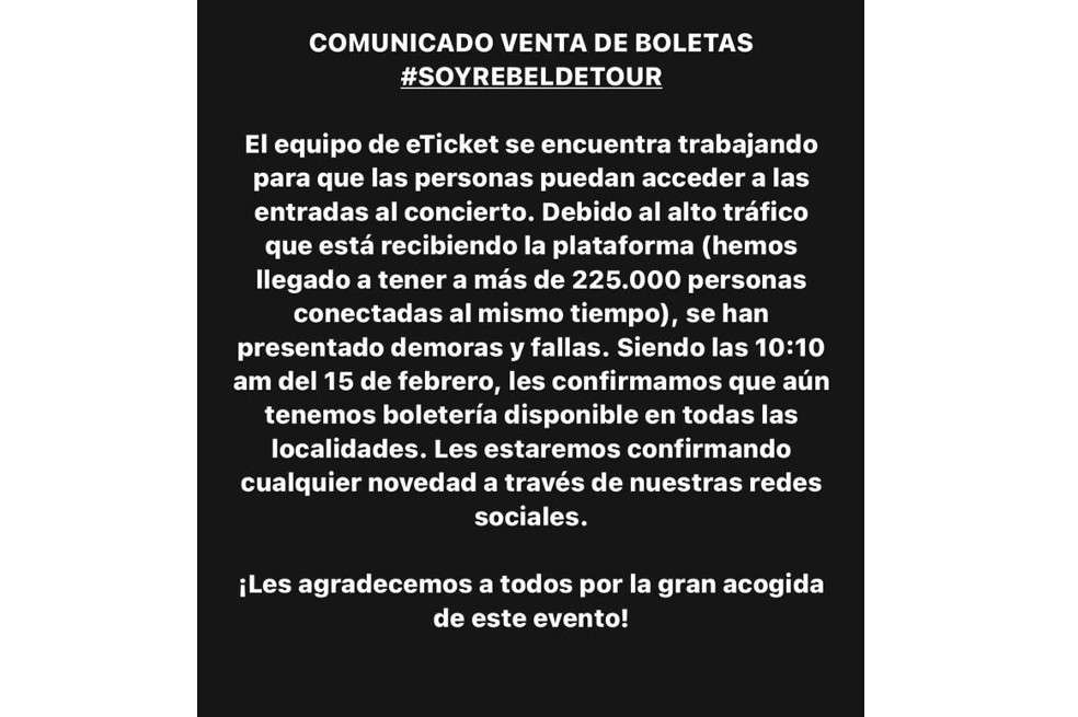 Los fanáticos de RBD quedaron preocupados porque colapsó la plataforma para adquirir las entradas del concierto en Medellín, pero todavía hay boletería. ¡Aquí los detalles!