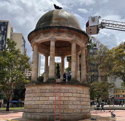 Así fue la compleja restauración del Templete al Libertador, ícono del centro de Bogotá