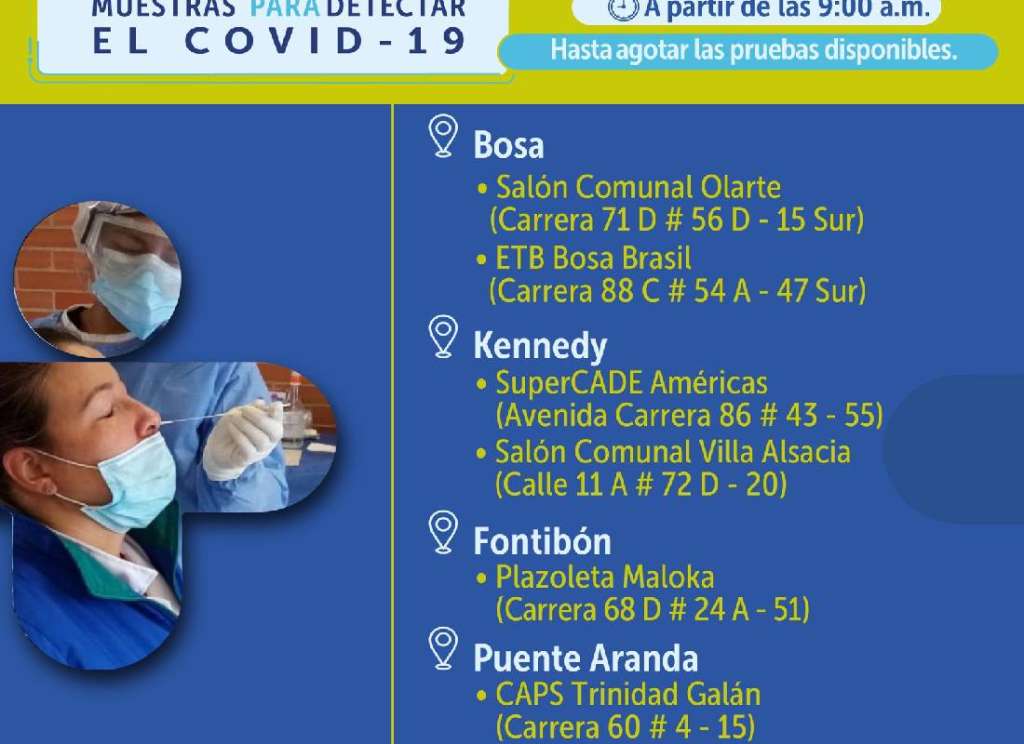 Pruebas Covid occidente de Bogotá.