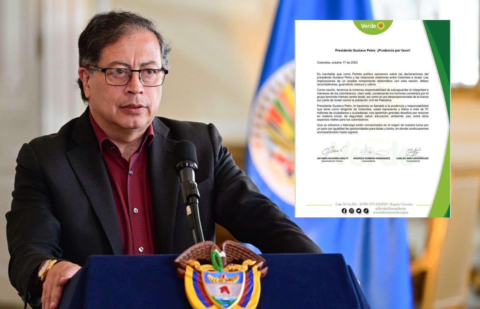 Partido Verde le envió una carta al presidente Gustavo Petro.