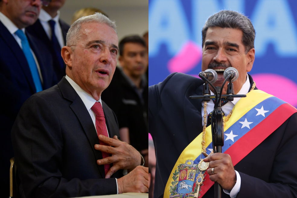 El expresidente Álvaro Uribe y Nicolás Maduro, el jefe del Estado venezolano.