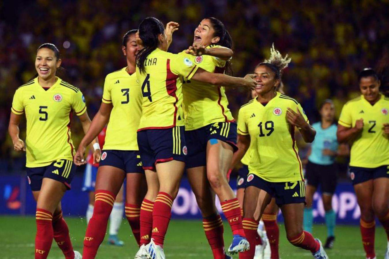 La selección de Colombia en un juego de la Copa América 2022.