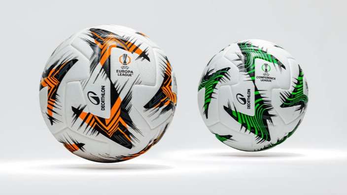 Balones de la Europa League y de la Conferencia League para la temporada actual.