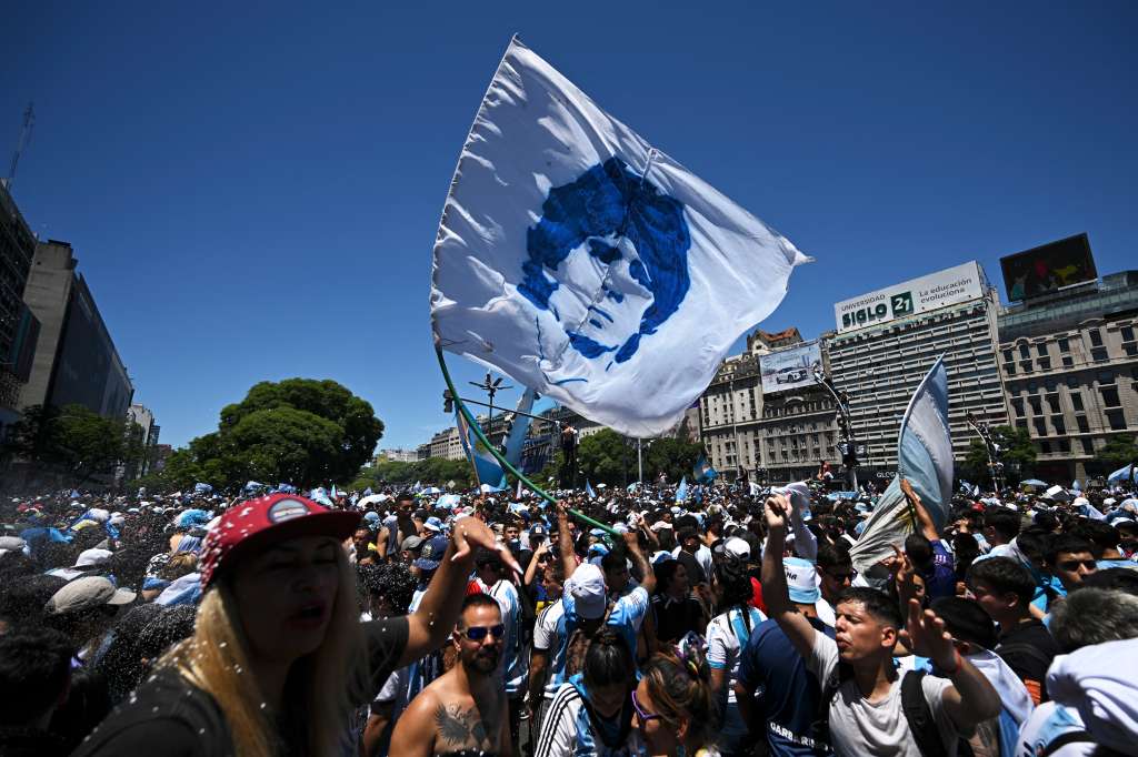 Celebración de Argentina por el título de la Copa del Mundo.