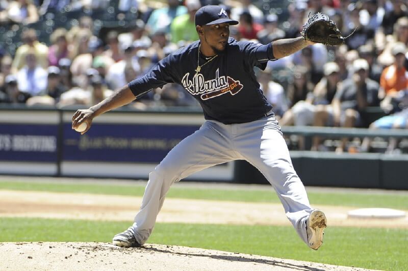 Julio Teherán, beisbolista colombiano de los Bravos de Atlanta. / AFP