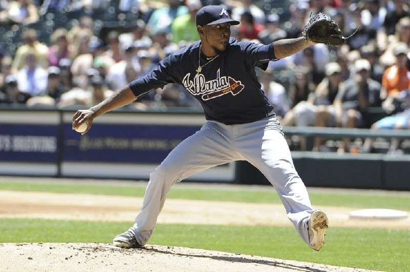 Julio Teherán, beisbolista colombiano de los Bravos de Atlanta. / AFP
