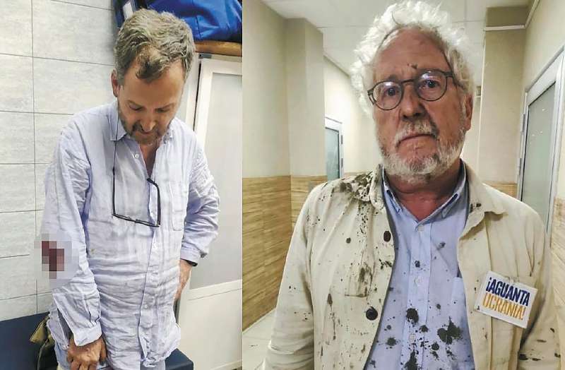 Sergio Jaramillo y Héctor Abad Faciolince tras el ataque.