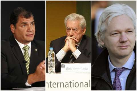 Vargas Llosa dice que Rafael Correa y Julian Assange son "tal para cual"