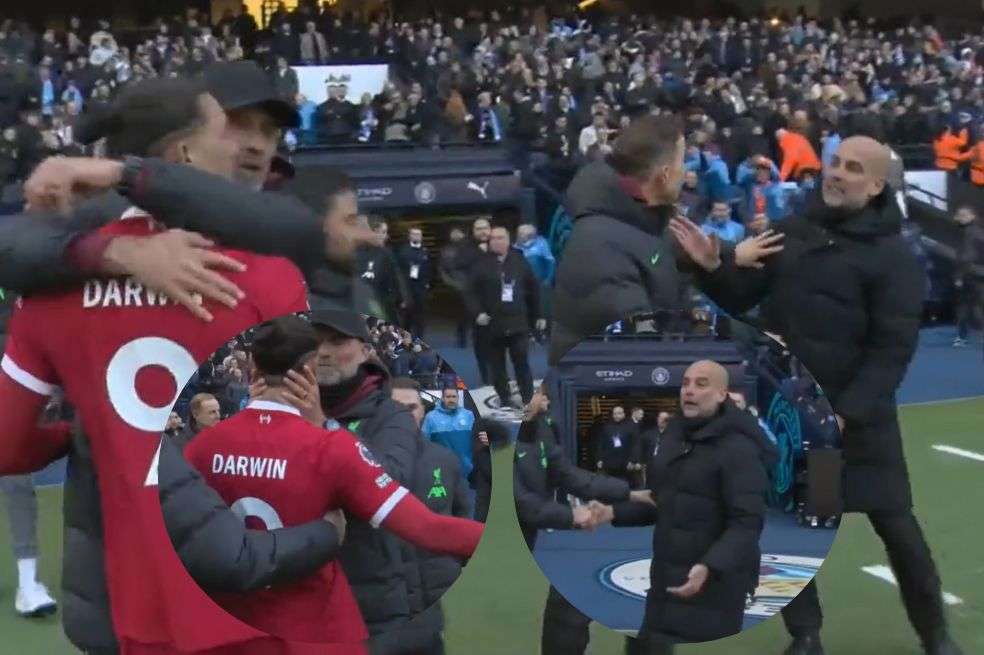 Darwin Núñez fue a buscar a Pep Guardiola después del partido.