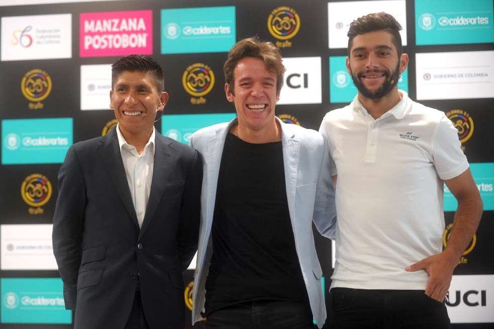 El boyacense Nairo Quintana (izq.) y los antioqueños Rigoberto Urán y Fernando Gaviria (der.) correrán de nuevo en el país. / Christian Garavito- El Espectador