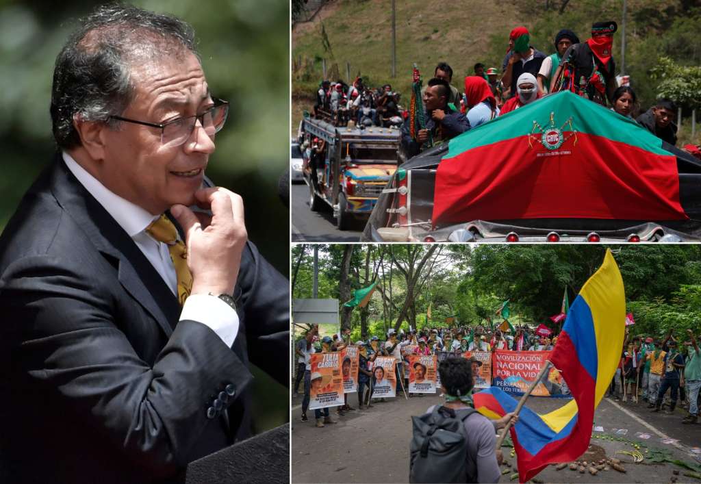 Las protestas de las comunidades indígenas se suman a movilizaciones realizadas por sectores campesinos desde junio de 2024. Apoyan a Petro, pero le piden acciones.