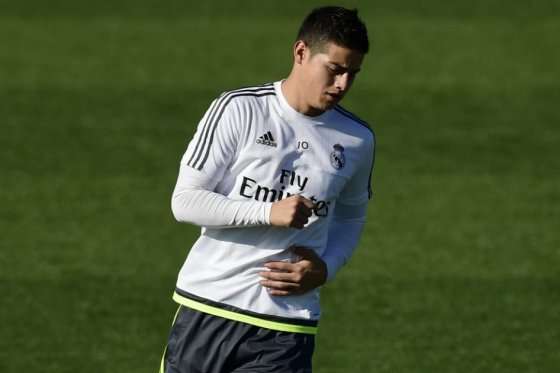 ames Rodríguez en la ciudad deportiva Valdebebas. / AFP