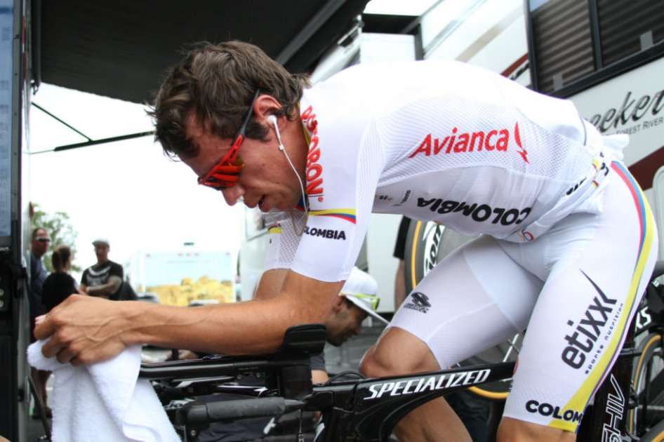 Rigoberto Urán previo a la CRI que se llevó a cabo el miércoles en Richmond. Foto: Eder Garces - Federación Colombiana de Ciclismo