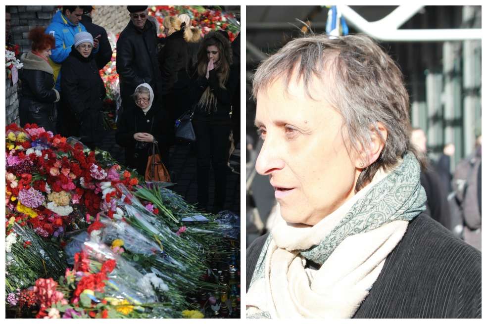 Un altar en el que la gente honra a los protestantes muertos durante los choques de la semana pasada en la Plaza de la Independencia de Kiev. / AFP. Nathalie Pasternak . / Archivo particular