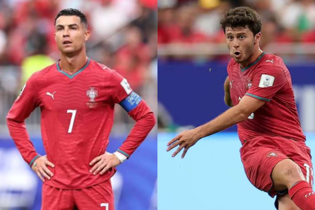Joao Neves y Cristiano Ronaldo, figuras de la selección de Portugal.