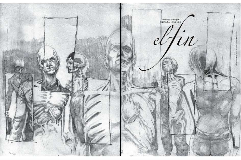 Portada y contraportada del cómic El Fin (2008). / Archivo privado Miguel Bustos. 
