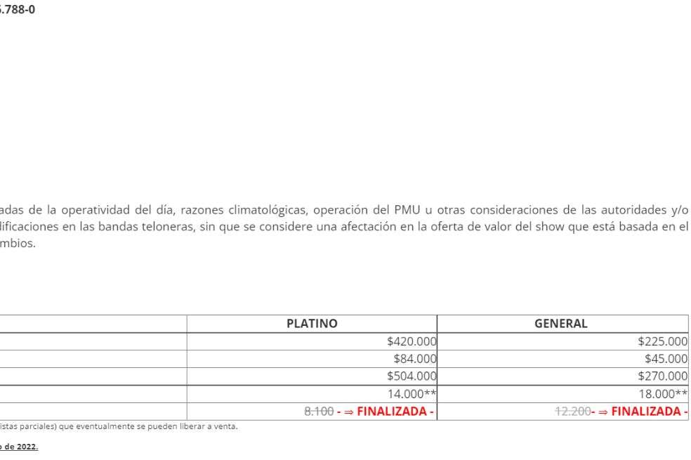 Boletas conciertos Colombia.