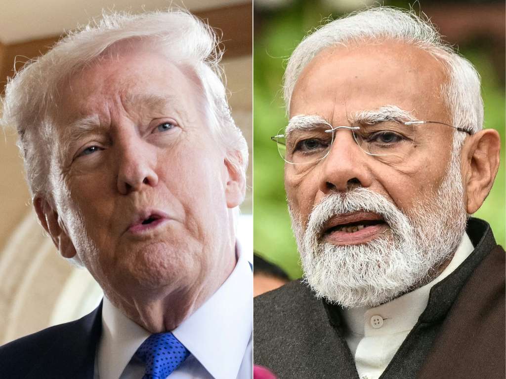 (COMBO) This combination of pictures created on February 02, 2026 shows, L/R, US President Donald Trump in Palm Beach, Florida, February 1, 2026 and India's Prime Minister Narendra Modi in New Delhi on January 29, 2026. US President Donald Trump announced a "trade deal" with India on February 2, 2026, after speaking to Prime Minister Narendra Modi, saying New Delhi agreed to stop buying Russian oil and may purchase it instead from Venezuela. Trump said that "out of friendship and respect" for Modi, the United States would lower its reciprocal tariff rate from 25 percent to 18 percent, while India would reduce tariffs on US goods to zero. (Photo by SAUL LOEB and Sajjad HUSSAIN / AFP)