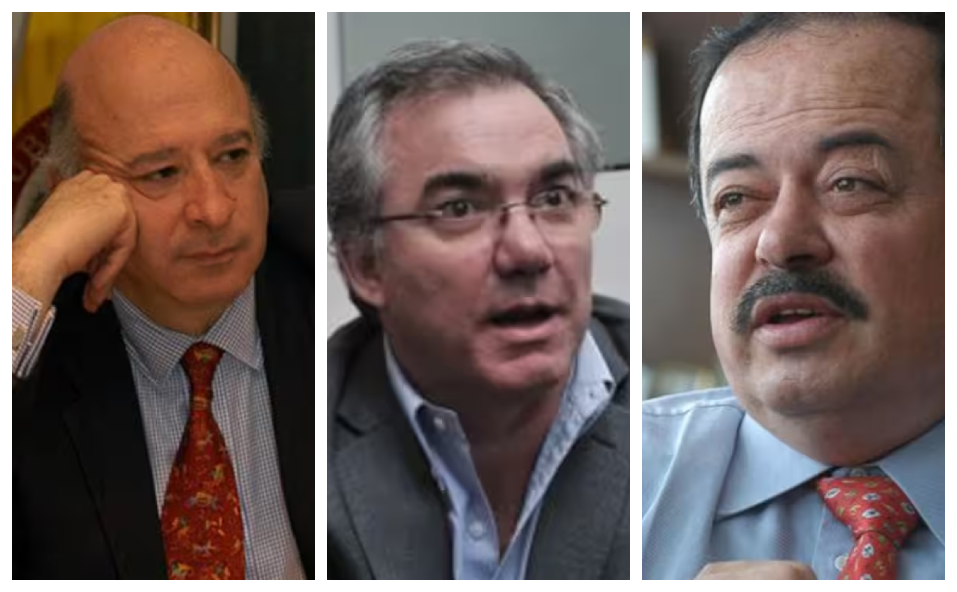 Sabas Pretelt de la Vega (exministro del Interior), Diego Palacio (exministro de Protección Social), y Alberto Velásquez Echeverri (exsecretario general de la Presidencia), de izquierda a derecha.