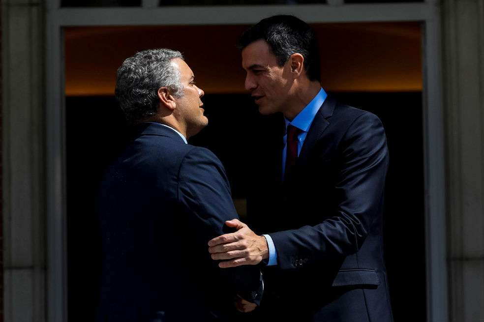 Iván Duque, cuando era presidente electo y estuvo de visita en Madrid, junto a Pedro Sánchez, el presidente del gobierno español. / EFE