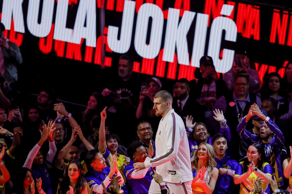 SAN FRANCISCO (United States), 17/02/2025.- Chuck's Global Stars Nikola Jokic is introduced during pregame ceremonies for the NBA All-Star Game in San Francisco, California, USA, 16 February 2025. EFE/EPA/JOHN G. MABANGLO SHUTTERSTOCK OUT