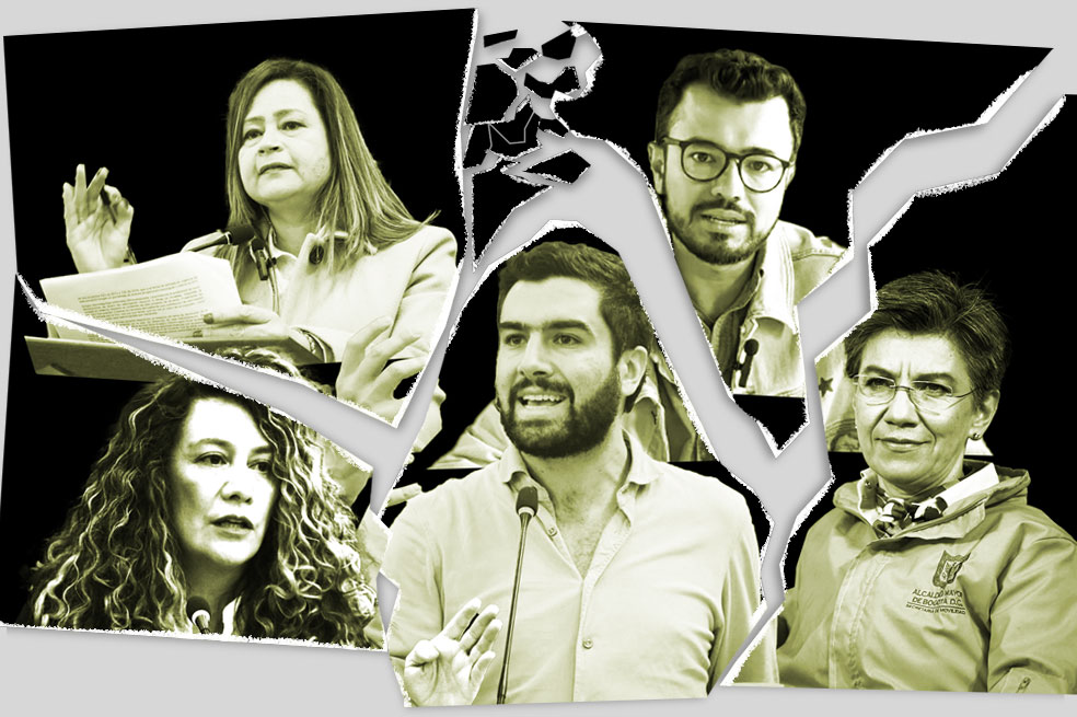 De izquierda a derecha: María Fernanda Rojas, Luis Carlos Leal, Lucía Bastidas, Martín Rivera y la alcaldesa Claudia López.
