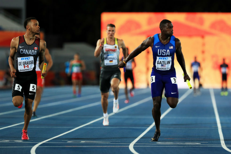 Gatlin y de Grasse se verán las caras en Doha. / AFP