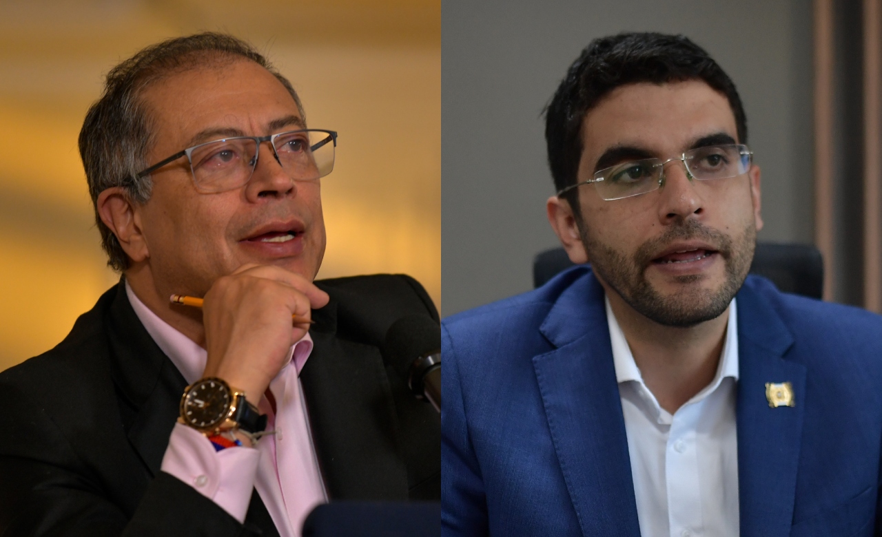Gustavo Petro y el representante Hernán Cadavid, del Centro Democrático