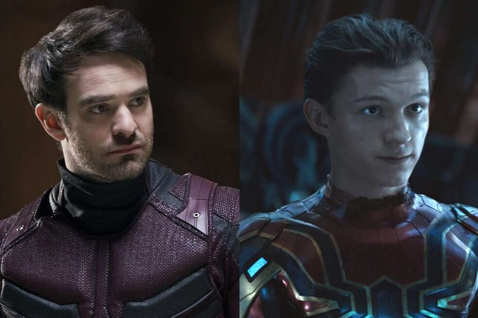 Los personajes de Daredevil en la serie de Netflix y Spider-Man en una escena de la cinta "Vengadores: Infinity War". 