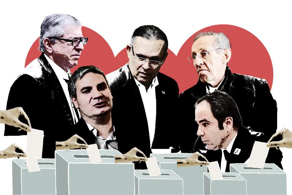 Directores de los partidos Alejandro Gaviria (Liberal), Efraín Cepeda (Conservador), Antonio Navarro (Verdes), Juan Felipe Lemos (de la U) y Gabriel Vallejo (Centro Democrático).