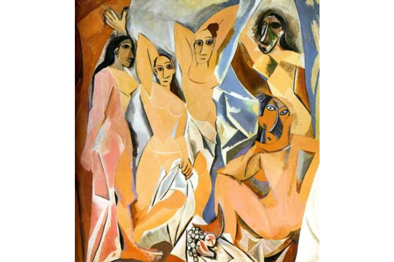 "Las señoritas de Avignon" (1907) no toma en cuenta espacios y profundidades. El cuadro hace referencia a las señoritas de la calle de Avinyó, de burdeles en Barcelona.