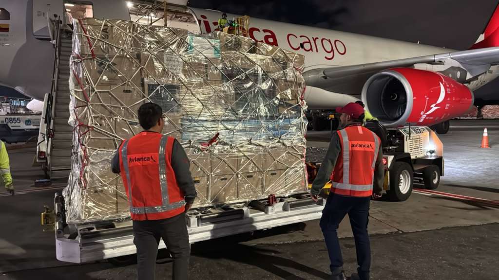 Avión que transporta donaciones.