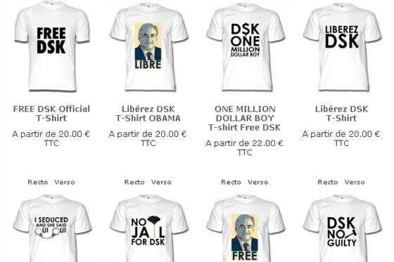 Franceses venden camisetas a favor de Strauss-Kahn