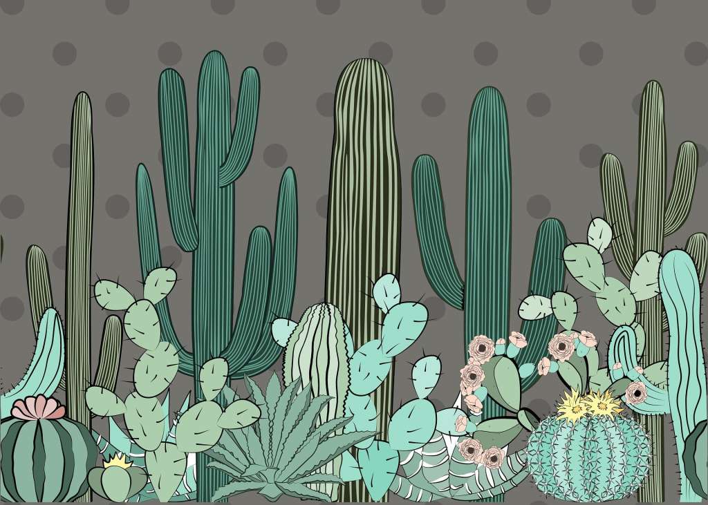 Ilustración de una serie de cactus.