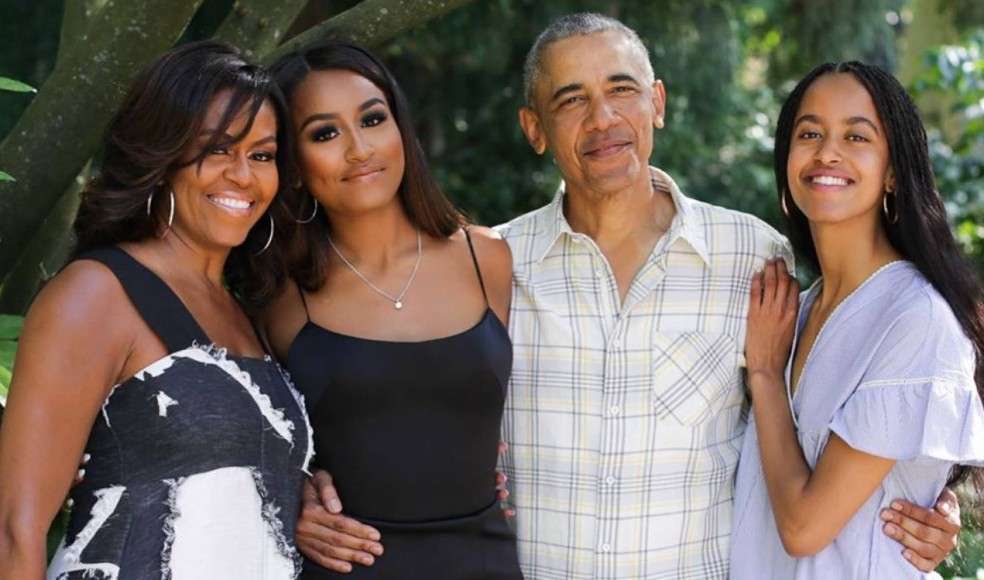 Barack Obama, esposa e hijas