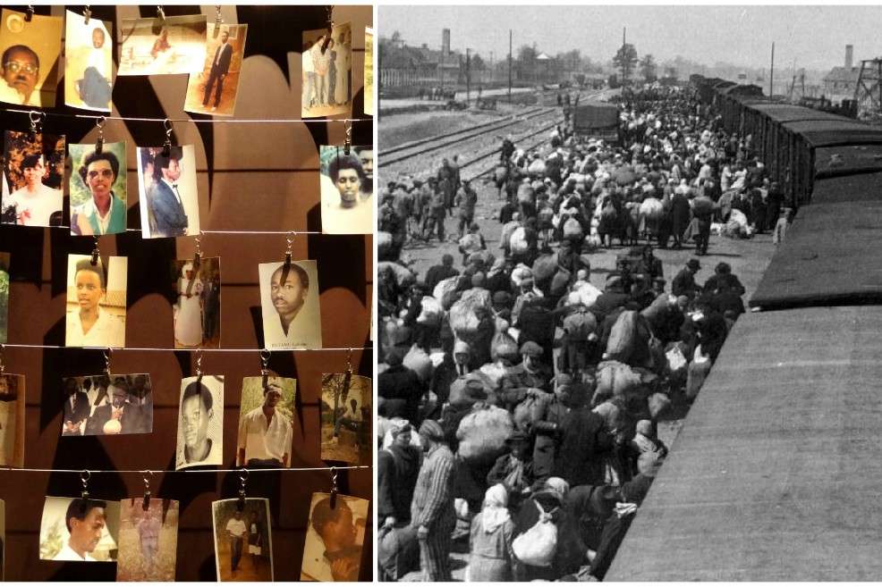 Collage de imágenes tomadas de Wikipedia sobre el Holocausto (derecha) y el genocidio en Ruanda (izquierda). / Wikipedia