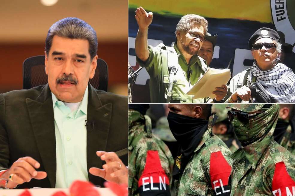 Presidente Nicolás Maduro, Iván Márquez, Santrich y miembros del ELN.