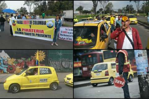 Así transcurre el paro de taxistas en Bogotá