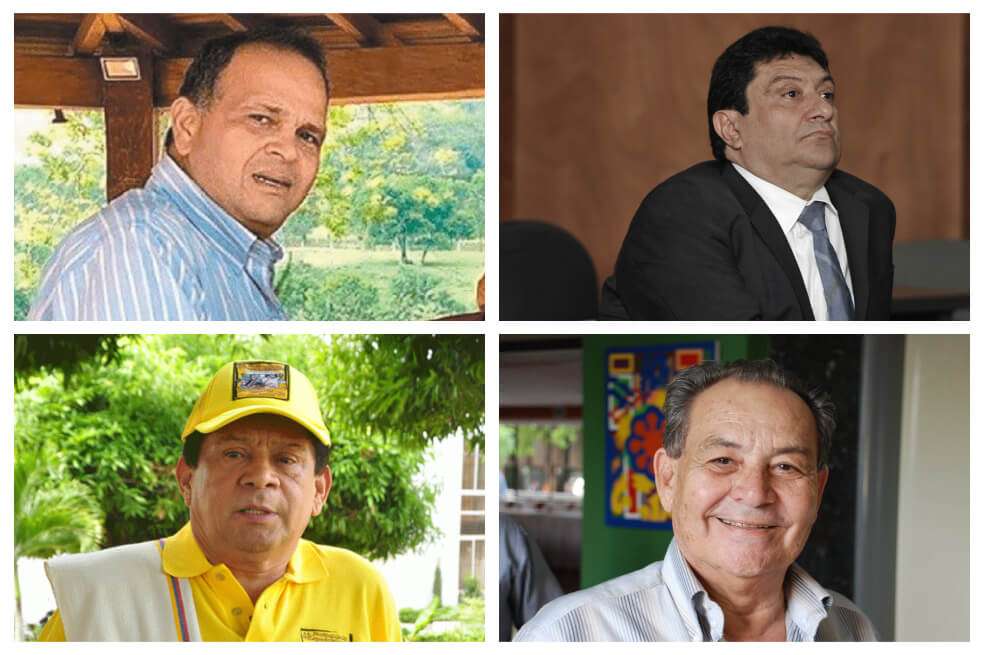 En la parte superior izquierda, el "Ñeñe" Hernández. Le siguen Francisco "Kiko Gómez, Emiliano Zuleta y Lucas Gnecco. / Fotos: Archivo El Espectador y El Pilón