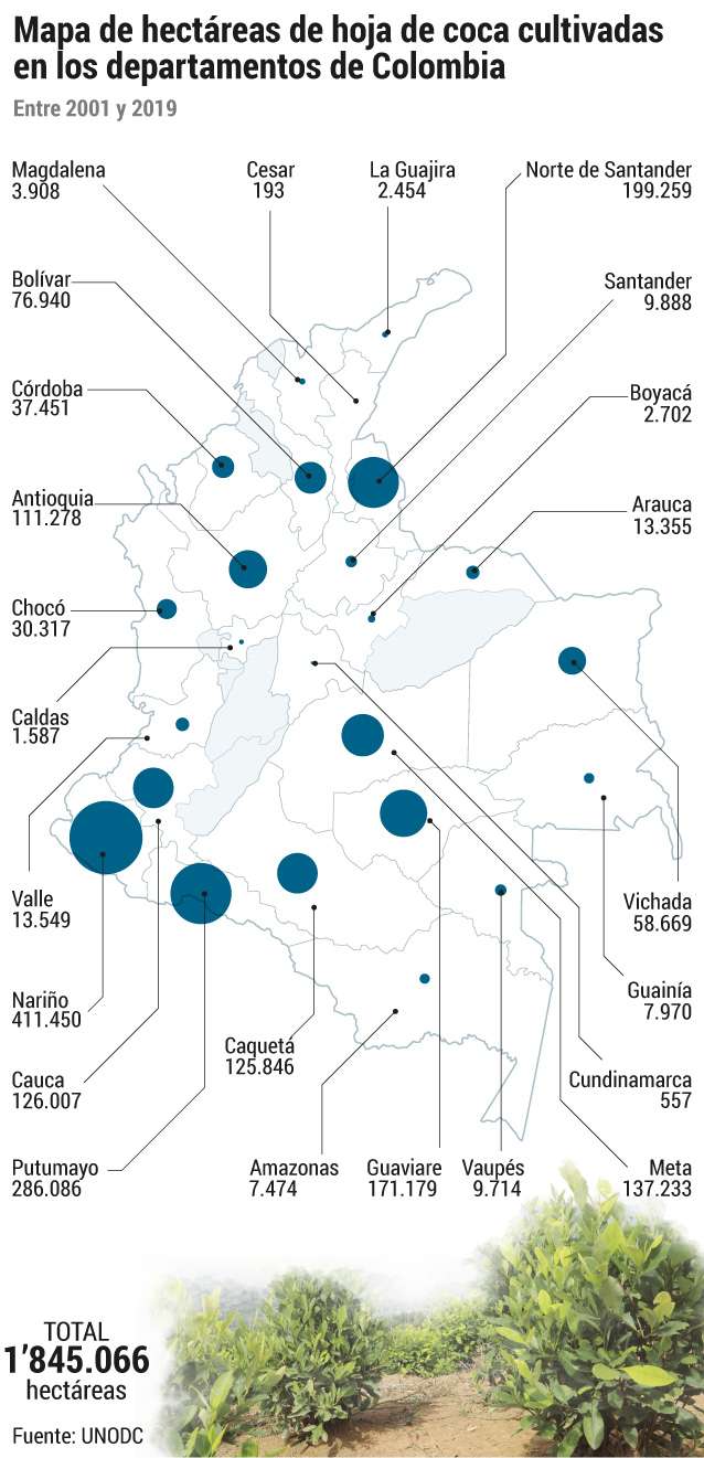 Mapa de hectareas de coca
