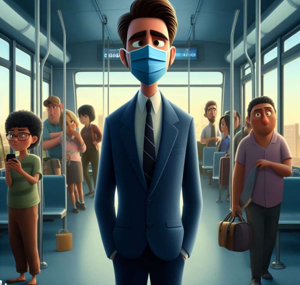 Imagen creada con IA estilo Disney del Hombre del tapabocas