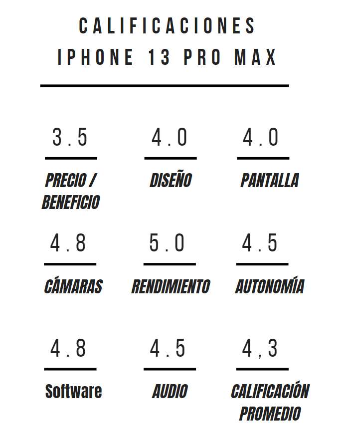Calificación iPhone 13 Pro Max