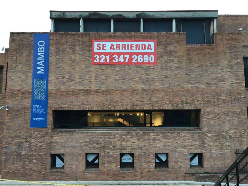 La imagen que el Museo de Arte Moderno colgó en sus redes este lunes donde avisaba que estaba en arriendo por "falta de recursos para mantenerlo". / Cortesía Facebook MAMBO