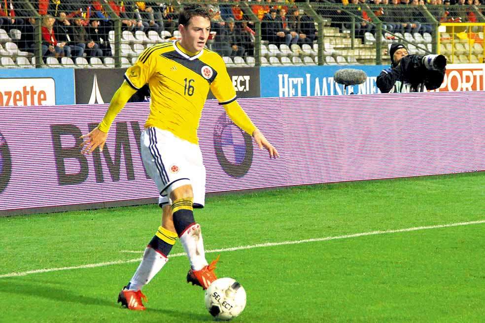 Santiago Arias, lateral derecho de la selección colombiana de fútbol.   / AFP