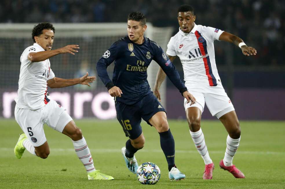 James Rodríguez sumó su tercer partido como titular en esta temporada con el Real Madrid, el primero por Uefa Champions League. / AFP
