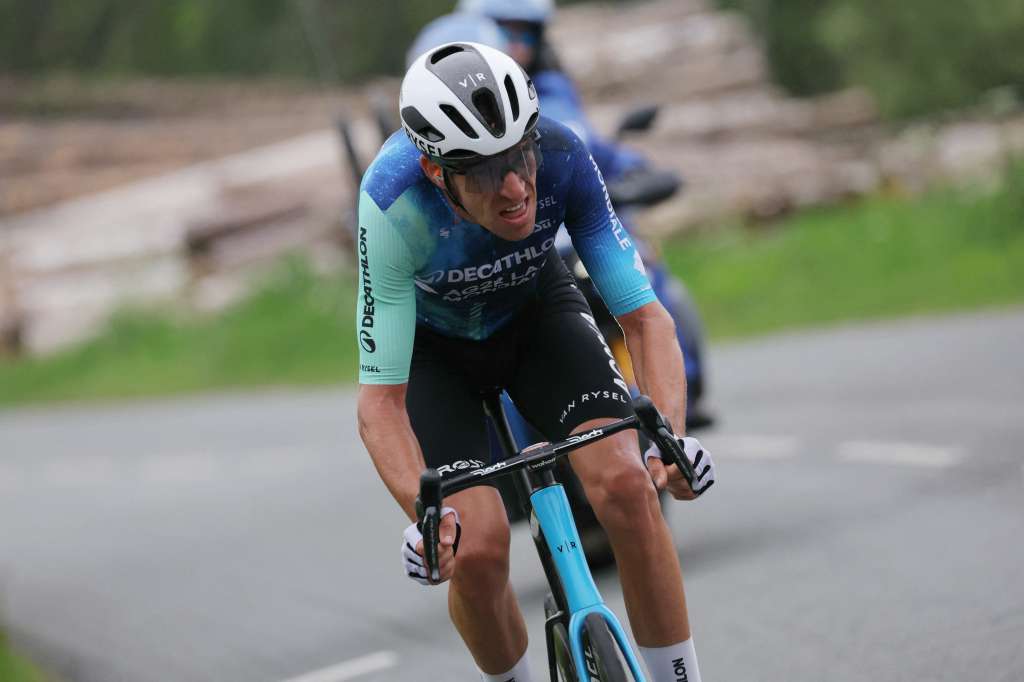 Team AG2R's French rider Bruno Armirail competes in the second stage of the 76th edition of the Criterium du Dauphine cycling race, 142km between Gannat and Col de la Loge, near La Chamba, central France, on June 3, 2024. (Photo by Thomas SAMSON / AFP)