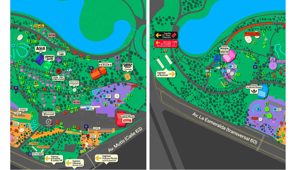 Mapa Festival Estéreo Picnic 2026: nuevas zonas, actividades, accesos, restaurantes y más