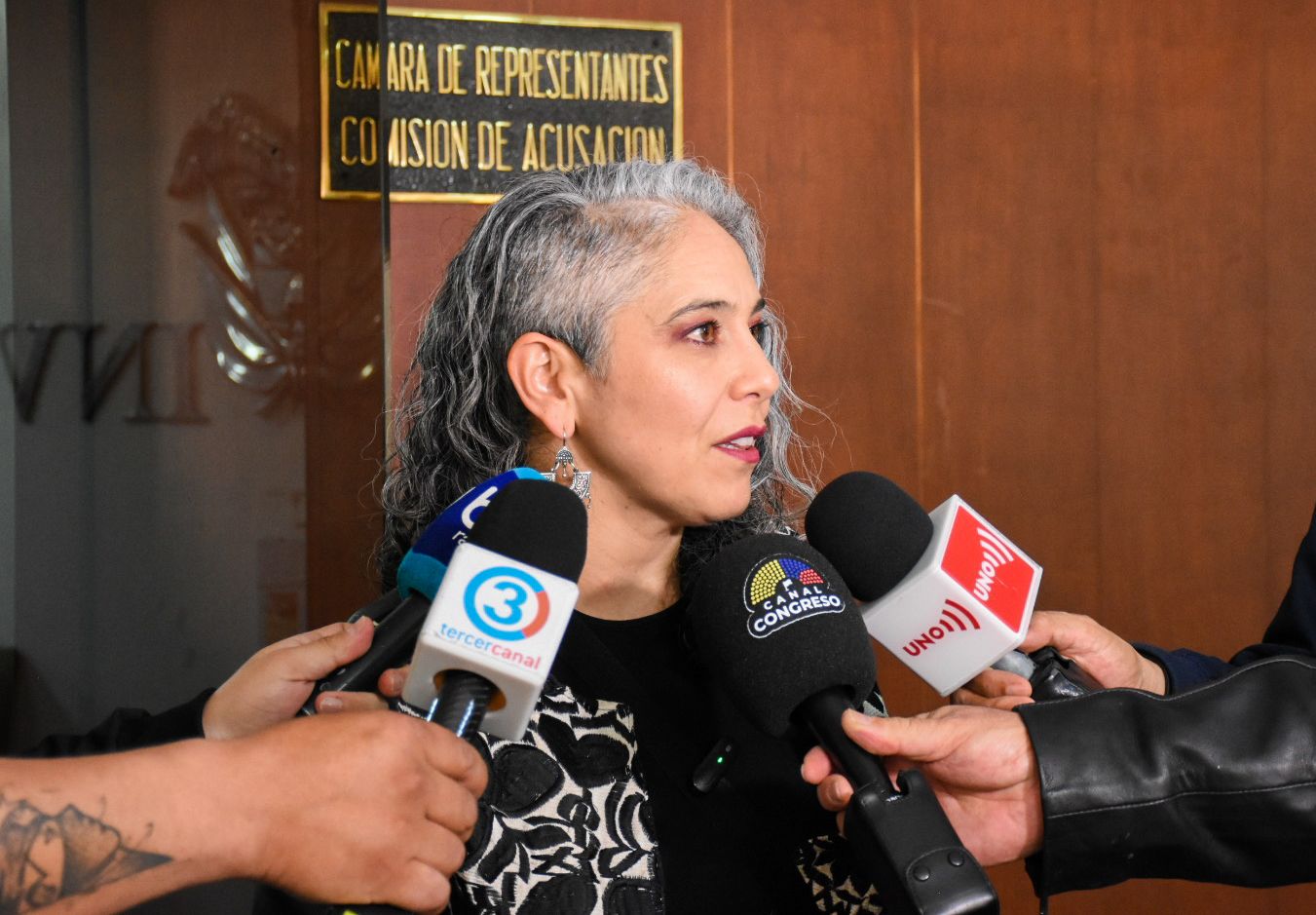 María José Pizarro el 23 de febrero de 2024, cuando denunció a Martha Mancera y Francisco Barbosa ante la Comisión de Acusaciones de la Cámara.
