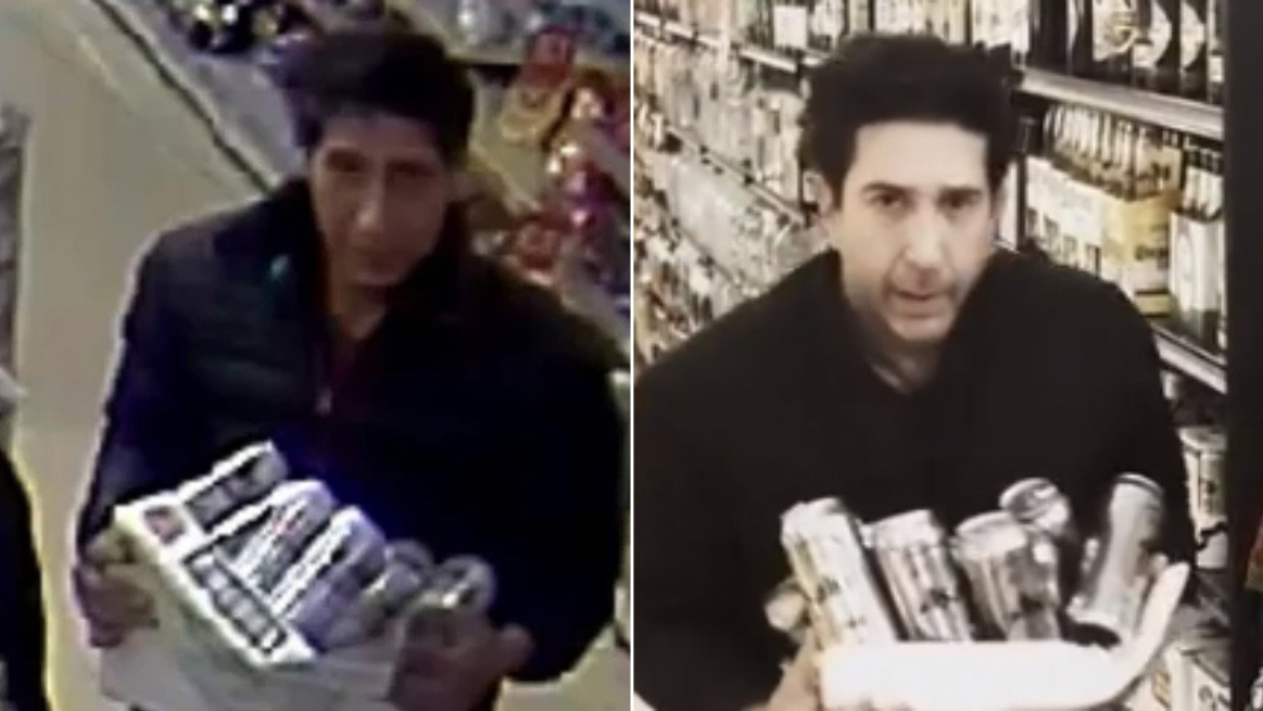 El actor David Schwimmer, quien interpreta a Ross en "Friends" es confundido con un ladrón de cervezas. / Twitter