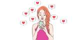 La he pillado mandando corazoncitos por WhatsApp